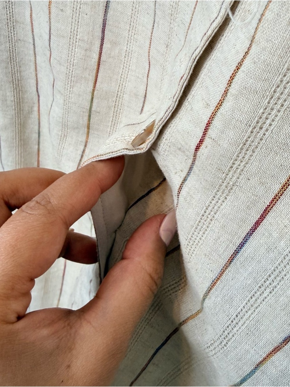 Lucca Beige Striped Button-Front Linen cotton Dress size Small BNWT - Picture 7 of 13